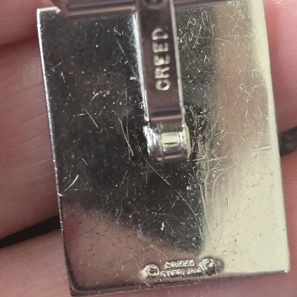 Rare Vintage Creed Sterling Silver Alpha Omega Cross Religious Cufflinks Pat.